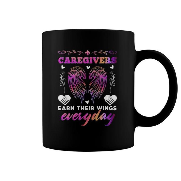 Caregivers Earn Their Wings Everyday Colorful Caregiving Coffee Mug