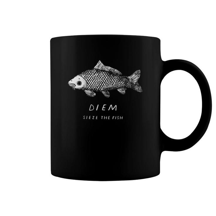 Carp Diem, Sieze The Fish Funny Carpe Diem Fishing Coffee Mug