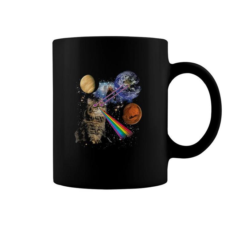 Cat And Rainbow In Galaxy Space Coffee Mug