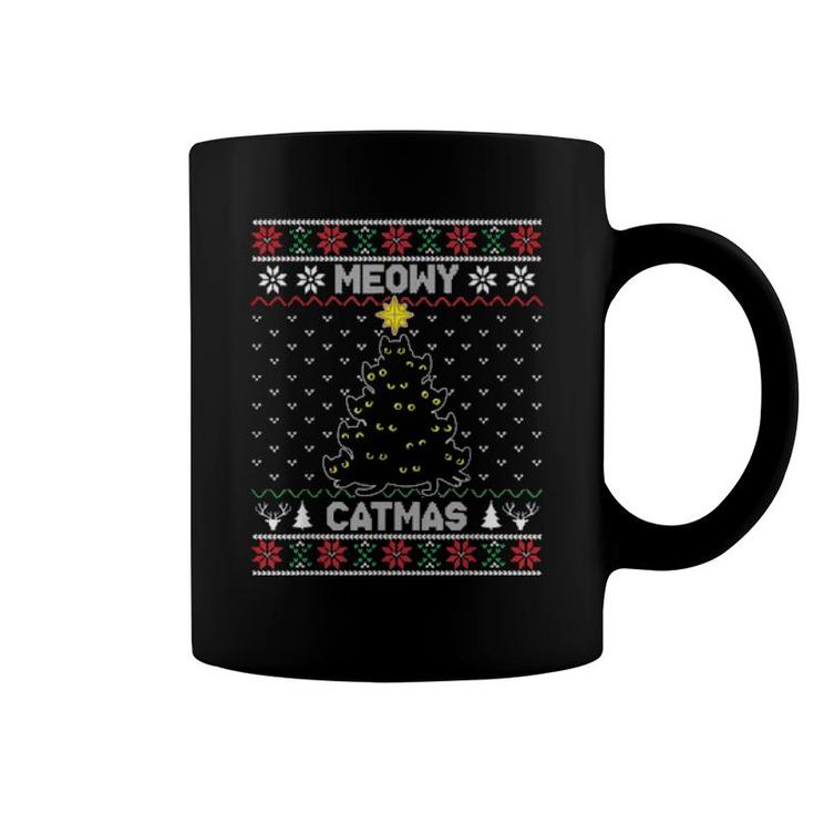 Cat Christmas Tree Meowy Catmas Xmas Girls Boys Ugly Style  Coffee Mug