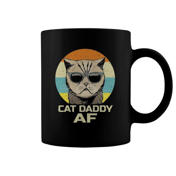 Cat Daddy Af Sunglasses Vintage Funny Fathers Day Cat Dad Coffee Mug