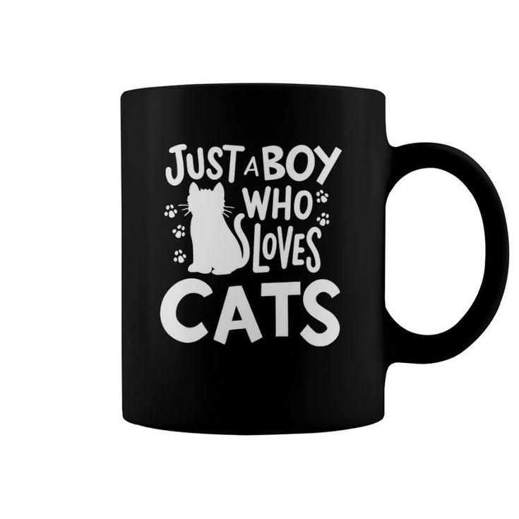 Cat Just A Boy Who Loves Cats Gift For Cat Lovers Coffee Mug