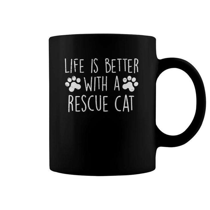 Cat Lover Gift Adopted Rescue Shelter Cat Kitten Women Mom Coffee Mug