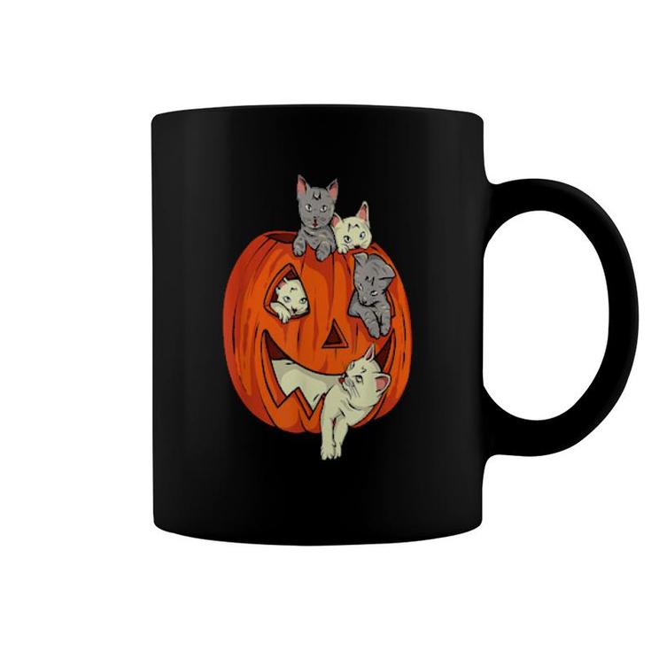 Cats Pumpkin Carved Jack O Lantern Cat Halloween Costume  Coffee Mug