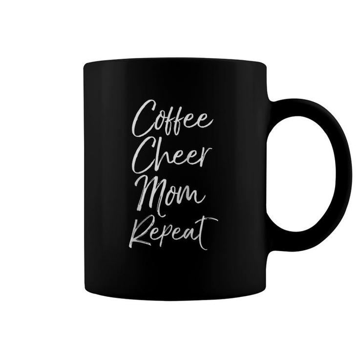Cheerleader Mother Gift For Women Coffee Cheer Mom Repeat Raglan Baseball Tee Coffee Mug