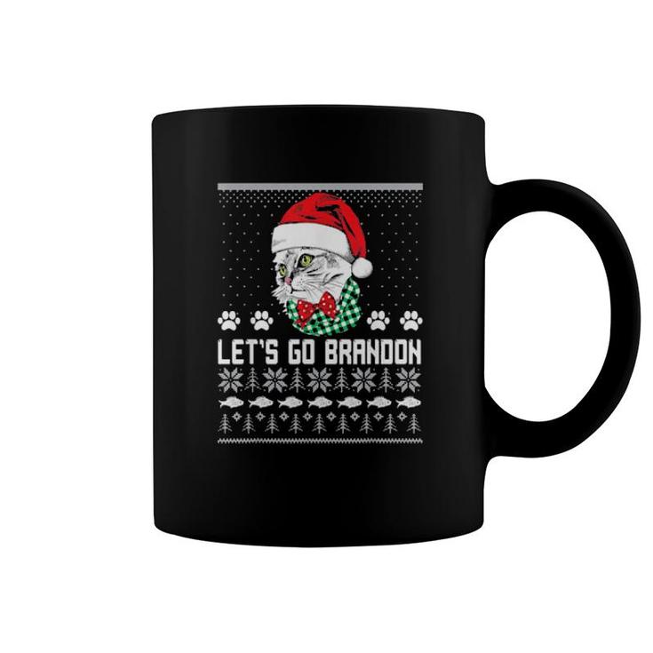 Christmas Cat Let’S Go Brandon Ugly Merry Christmas Coffee Mug
