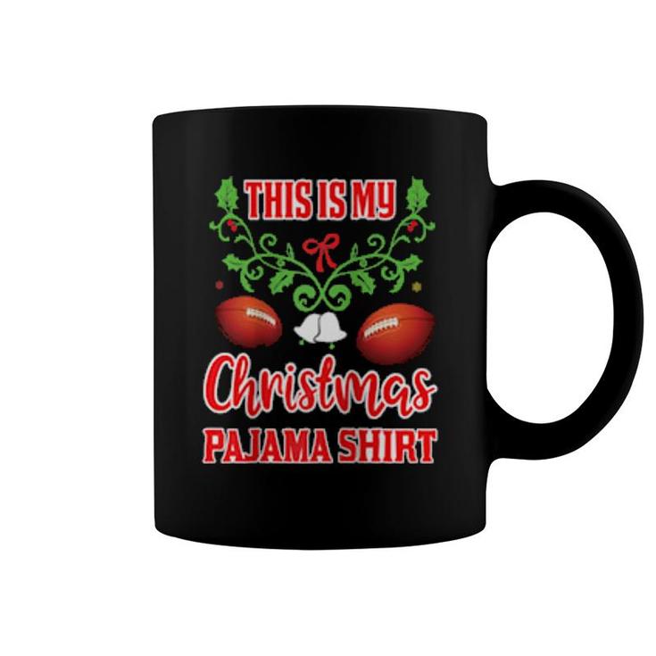 Christmas Pajama Merican Football Ball Santa Hat Sport Coffee Mug