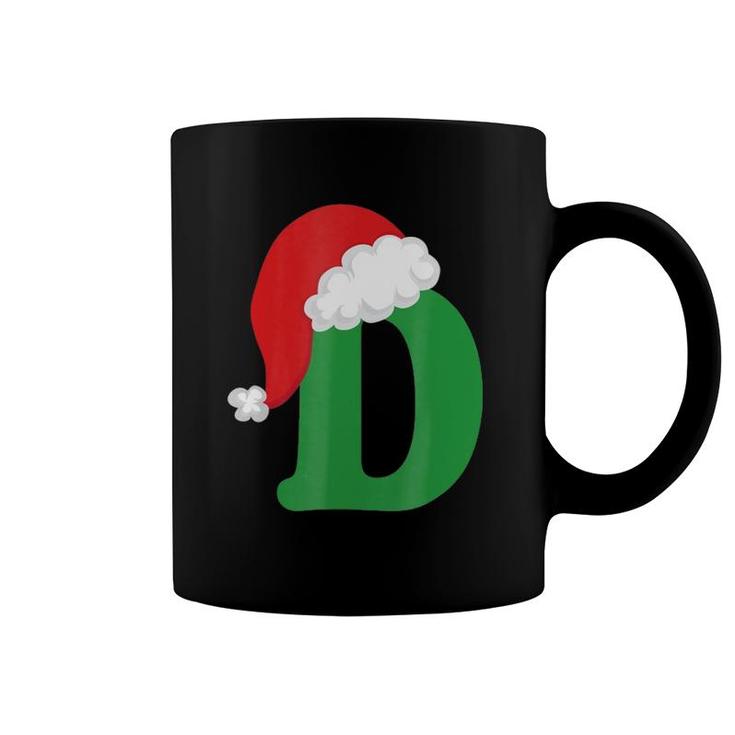 Christmas Santa Hat Letter D Monogram Holiday Photo Coffee Mug