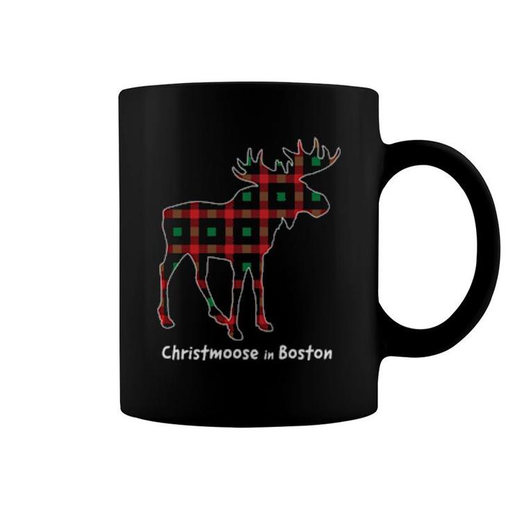 Christmoose In Boston Ma Moose Buffalo Red & Green Plaid  Coffee Mug