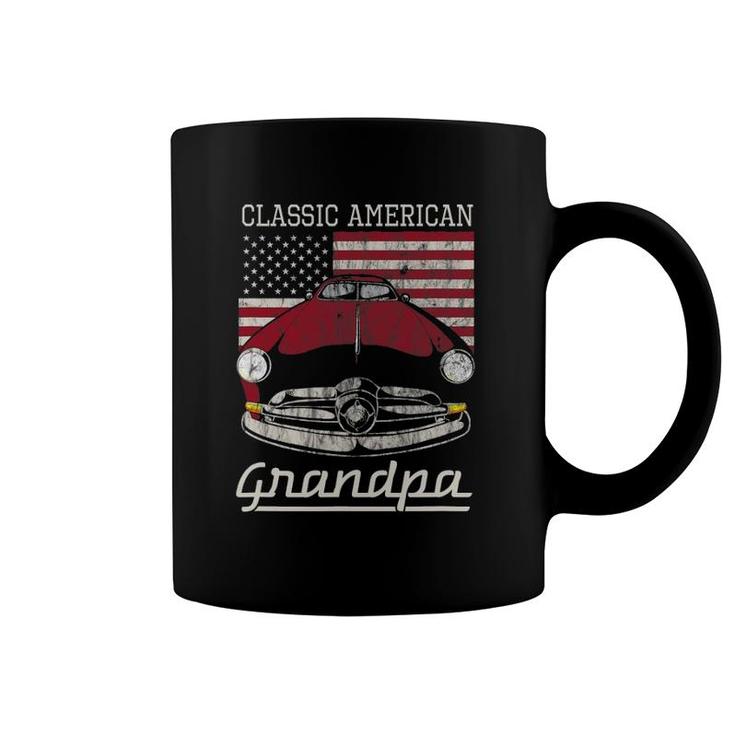 Classic American Grandpa American Flag Antique Car Coffee Mug