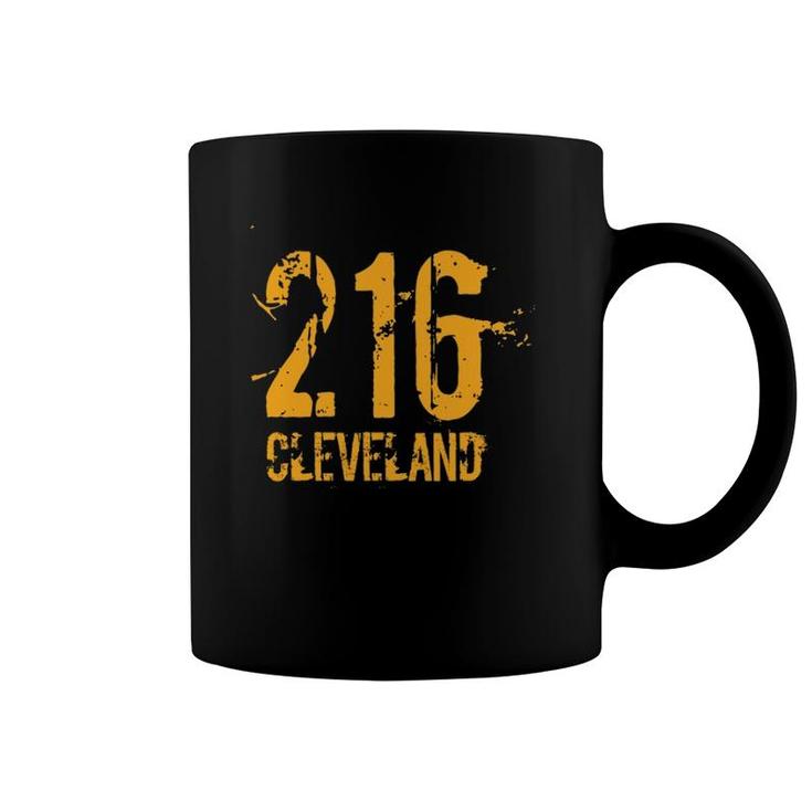 Cleveland 216 Area Code Distressed Coffee Mug