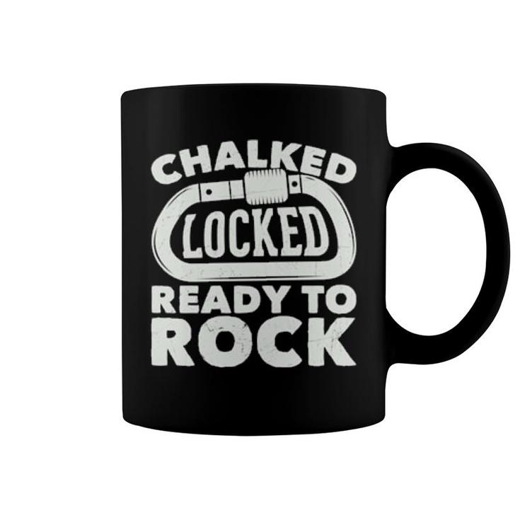 Climbing Climber Chalked Locked Ready To Rock Carabiner  Coffee Mug