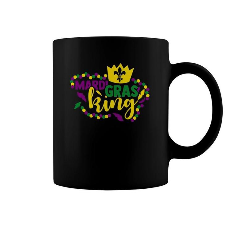 Colorful Beads Crown Mardi Gras King Coffee Mug