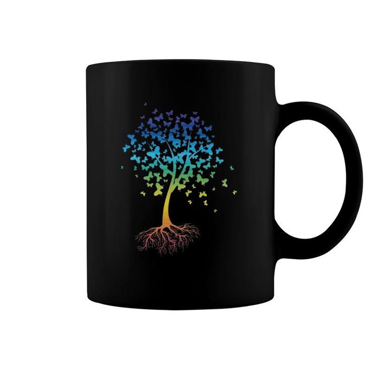 Colorful Butterfly Tree Root Environment Inspiration Coffee Mug