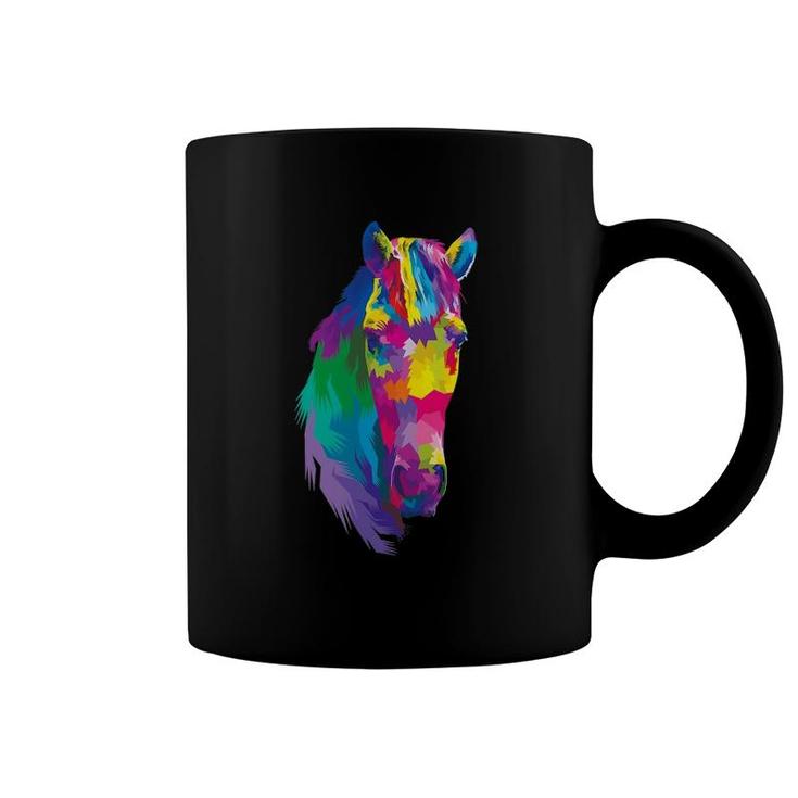 Colorful Horse's Head Polygonal Geometric Horse Horse-Loving Coffee Mug