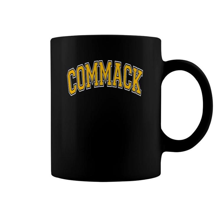 Commack Ny Varsity Style Amber Text Coffee Mug