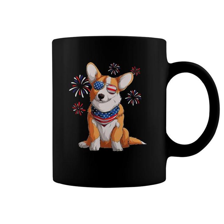 Corgi Dog American Usa Flag 4Th Of July Men Corgi Lover Coffee Mug
