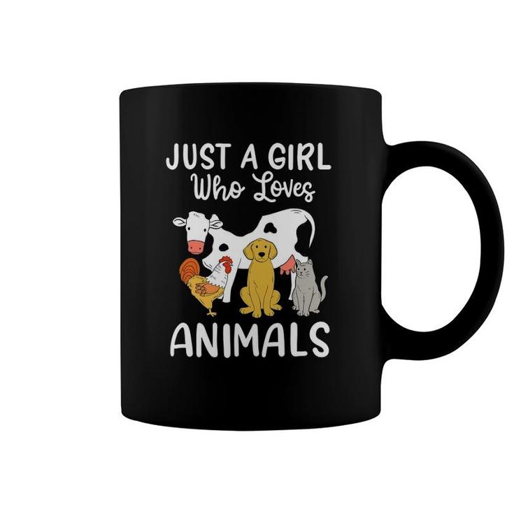 Cow Dog Chicken Cat Just A Girl Who Loves Animals Coffee Mug