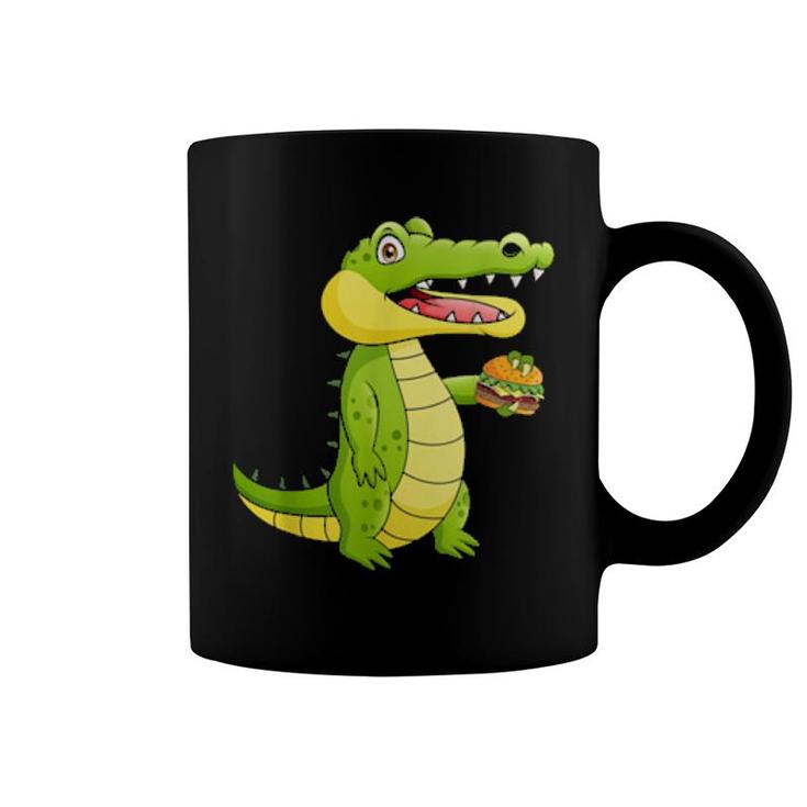 Crocodile Eat Burger, Fast Food America Usa  Coffee Mug