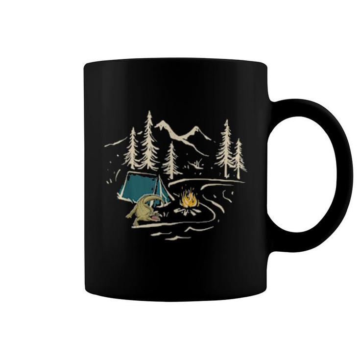 Crocodile Goes Hiking, Nature Outdoor Camping Camper Coffee Mug