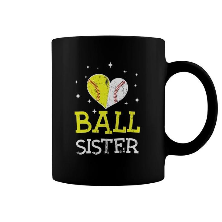 Cute Baseball And Softball Sister Tee Funny Sister Lover Coffee Mug