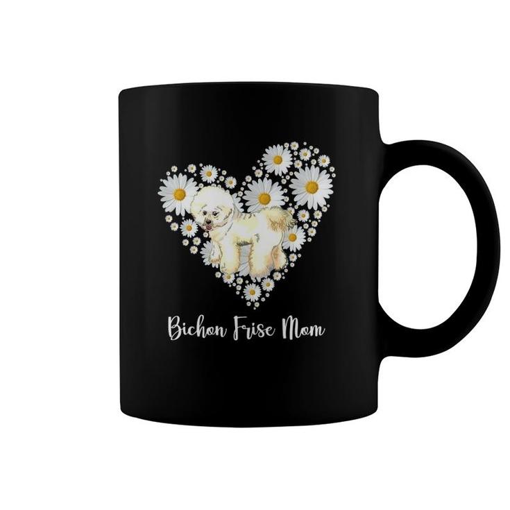 Cute Bichon Frise & Daisy Flower Heart Mother's Day Coffee Mug