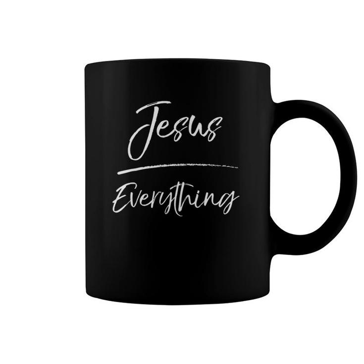 Cute Christian Saying Gift For Men Jesus Over Everything  Coffee Mug