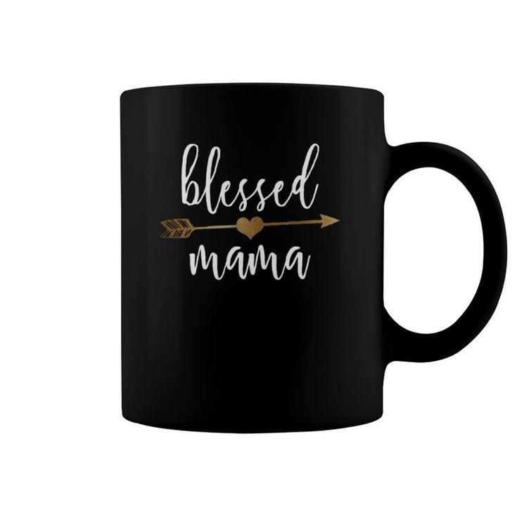 Cute Family Gold Arrow Blessed Mama Coffee Mug