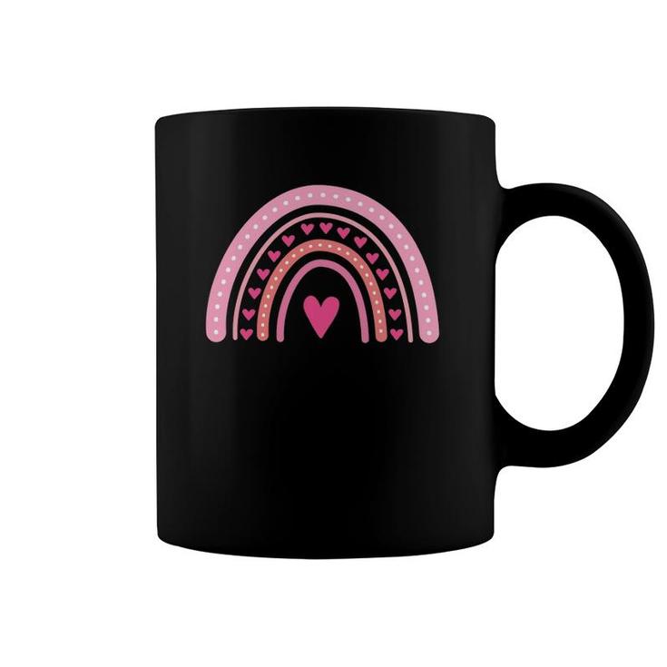 Cute Heart Rainbow Valentine's Day Girls Womens Coffee Mug