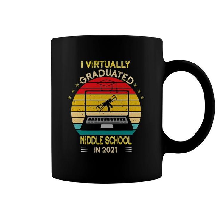 Cute I Virtually Graduated Middle School Class 2021 Virtual Coffee Mug