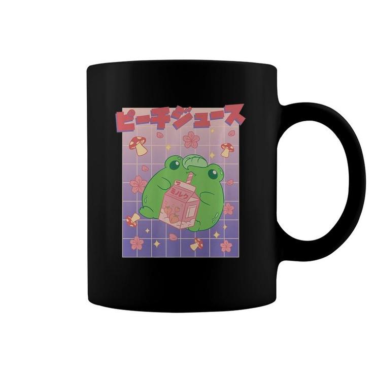 Cute Kawaii Frog Peach Juice Box  Coffee Mug