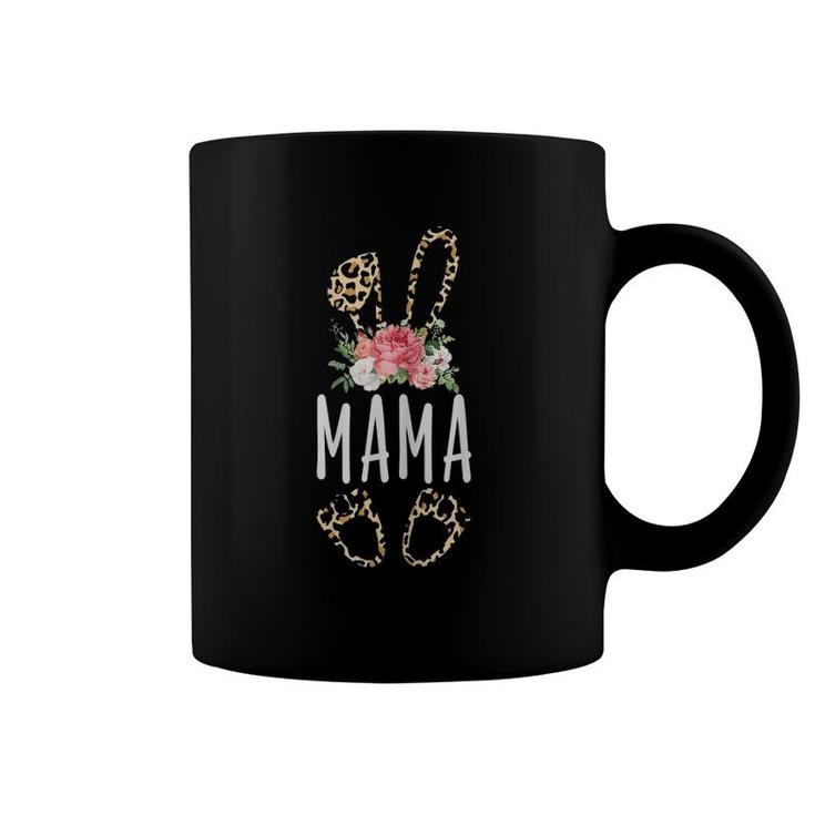 Cute Leopard Print Bunny Ears Spring Flowers Easter Mama Coffee Mug