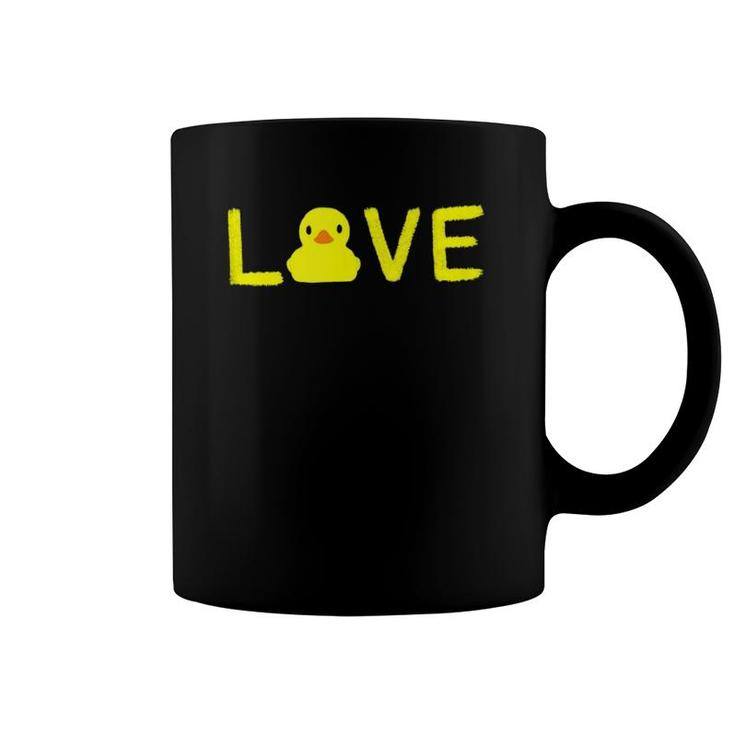 Cute 'Love' Yellow Rubber Ducky Duck Graphic Tees Coffee Mug