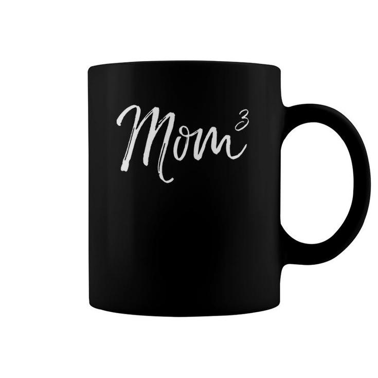 Cute Mother Of 3 Pregnancy Announcement Gift Cute Mom Cubed  Coffee Mug
