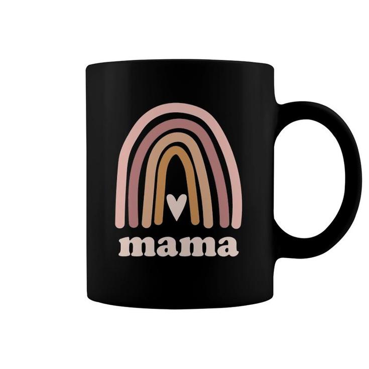 Cute Rainbow Mama Minimal Pocket Heart Motherhood Love Coffee Mug