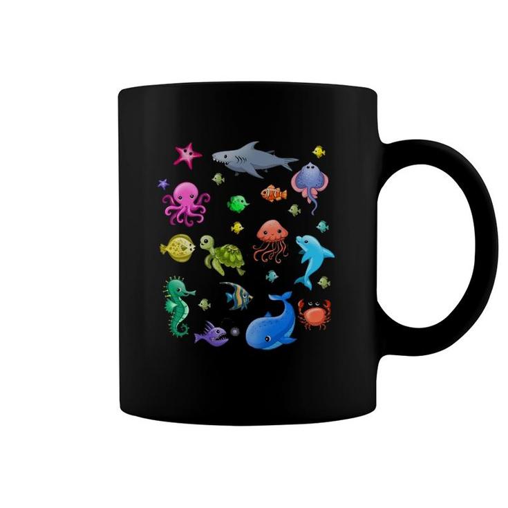 Cute Sea Animals Kids Children Ocean Creatures Clownfish Coffee Mug