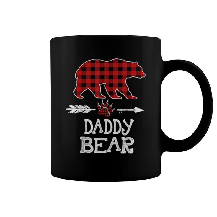 Cutest Dark Red Pleid Xmas Pajama Family Great Daddy Bear Coffee Mug