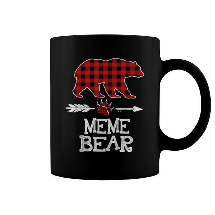 Cutest Dark Red Pleid Xmas Pajama Family Great Meme Bear Coffee Mug