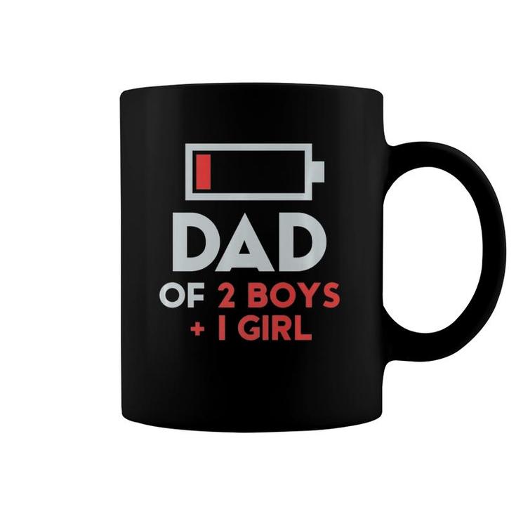 Dad Of 2 Boys 1 Girl  Father's Day Gift Daughter Son Tee Coffee Mug