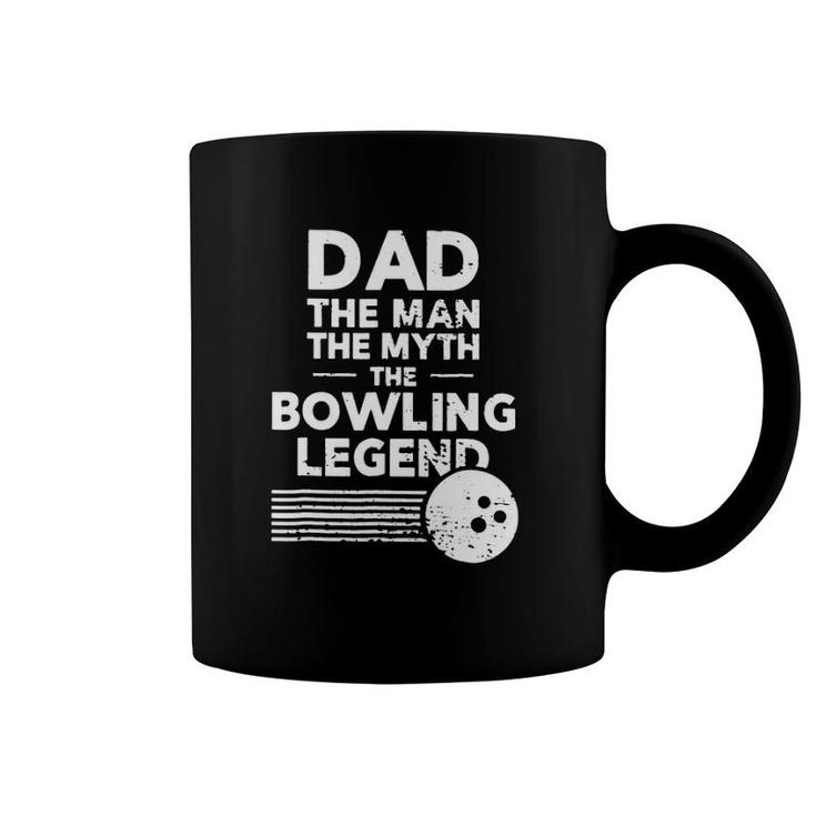 Dad The Man Myth Bowling Legend Retro Vintage Bowling Ball Stripes Father's Day Bowlers Coffee Mug