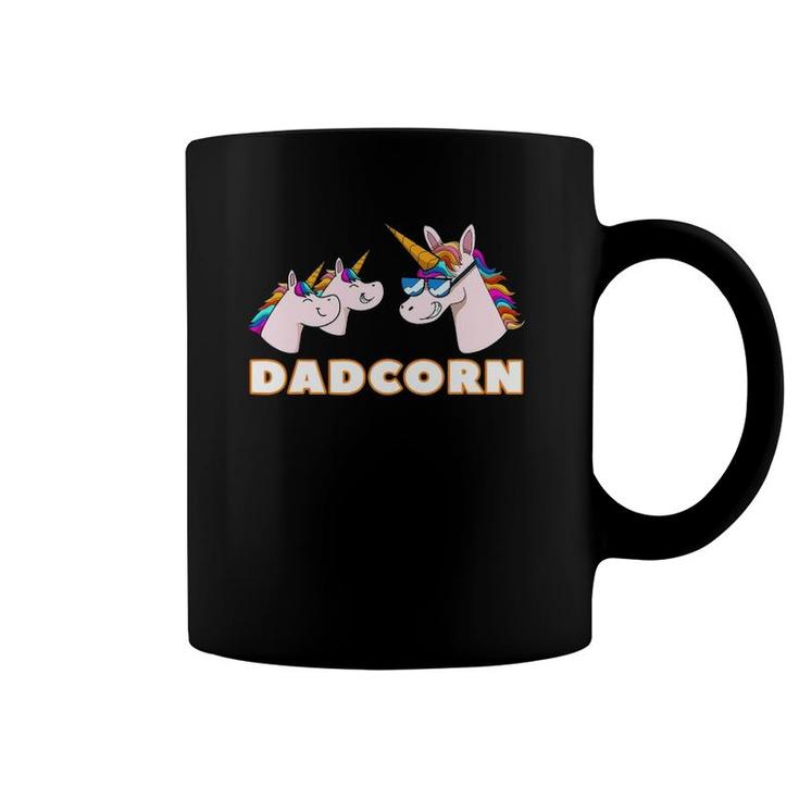 Dadcorn Dad 2 Kids Father Unicorn Father's Day Coffee Mug