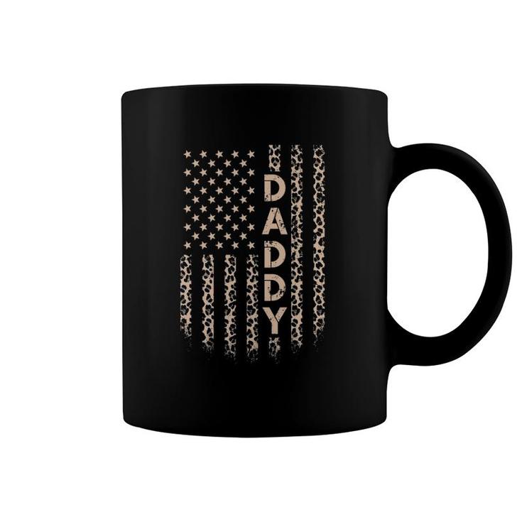 Daddy American Flag Usa Leopard Print Dad Coffee Mug