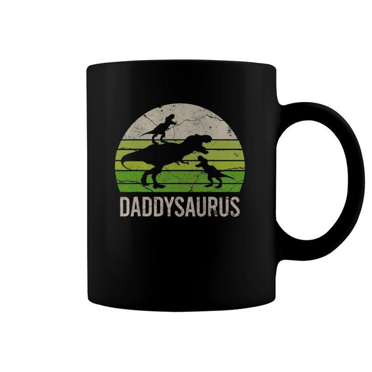 Daddy Dinosaur  Daddysaurus  2 Kid Father's Day Men Coffee Mug