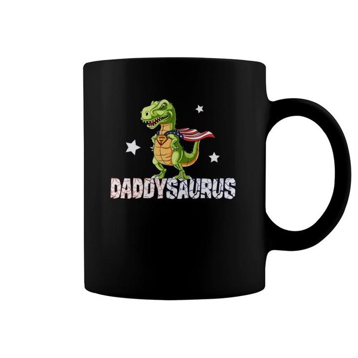Daddysaurus Hero Dinosaur Dad American Flag Fathers Day Gift Coffee Mug