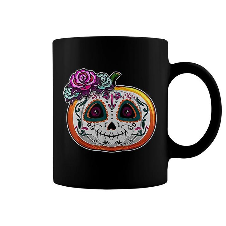 Day Of The Dead Pumpkin Dia De Los Muertos Skull Gift Coffee Mug