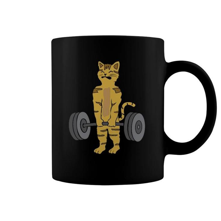 Deadlifting Cat Weightlifters Gym Workout Funny  Coffee Mug