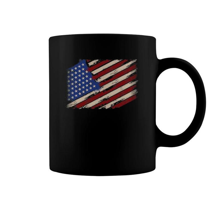 Distressed American Us Flag Vintage Retro Look 4Th Of July Coffee Mug