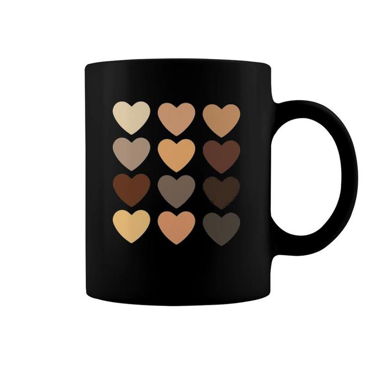 Diversity Heart Skin Tones Black Pride Melanin Kindness Gift Coffee Mug