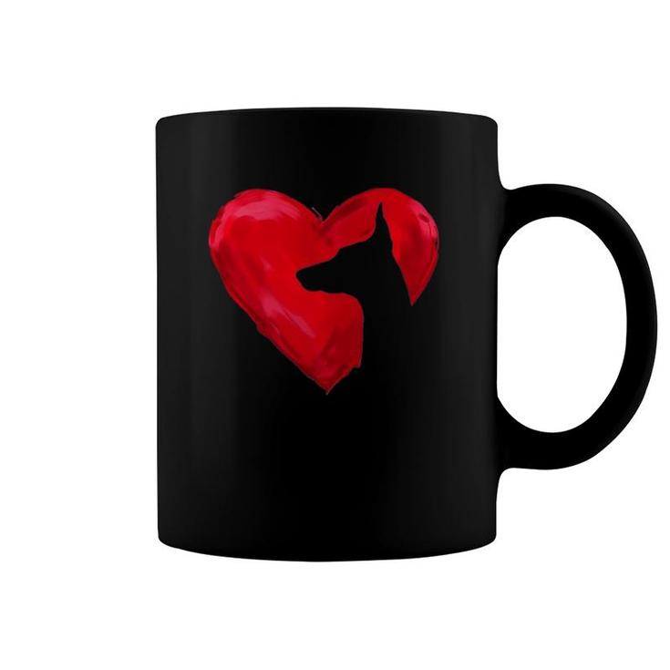 Doberman Heart Silhouette Valentine's Day Dog Lover Gift Coffee Mug