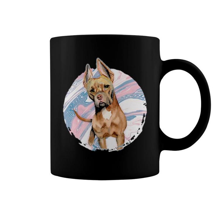 Dog Cute Pit Bull Terrier Dog Pink Blue Marble 411 Paws Coffee Mug